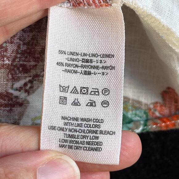 Free People Summer In Tulum Tunic Top White Floral Linen Blend Size XS - Picture 8 of 9